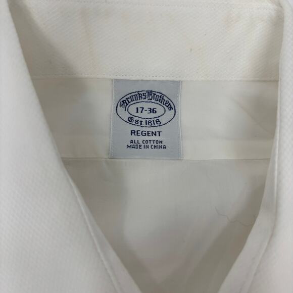 Brooks Brothers 17-36 Solid White Long Sleeve Button Up French Cuff Regent Shirt - Picture 2 of 4